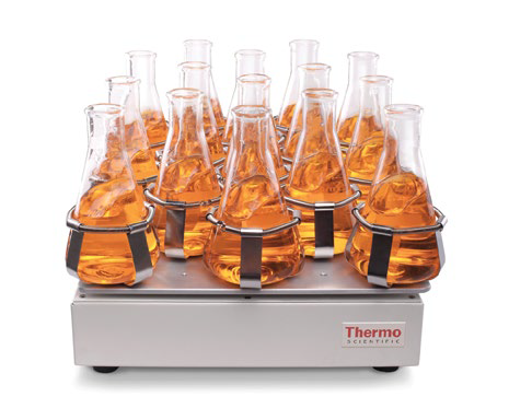 Thermo Scientific CO2-resistant orbital shaker with Erlenmeyer flasks